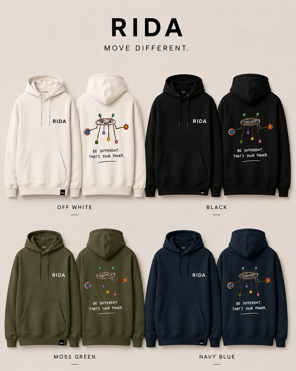 RIDA Move Different Hoodie oversized streetwear RIDA MOVE