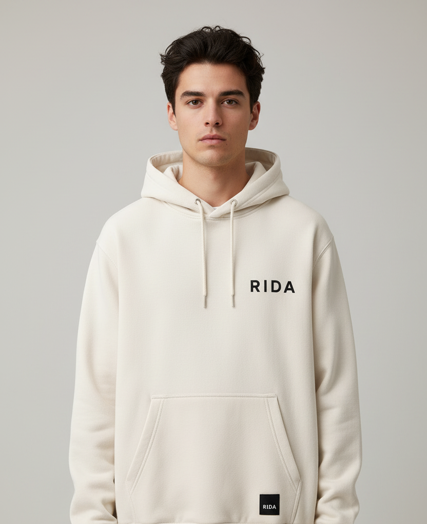 RIDA Move Different hoodie with front logo and back graphic, oversized streetwear