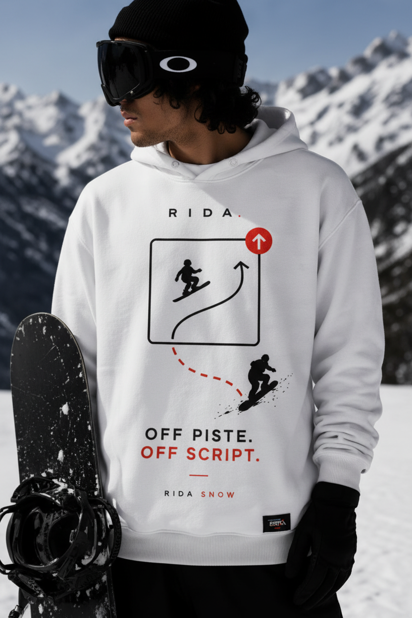 RIDA Snow Off Piste Off Script hoodie snowboard streetwear RIDA MOVE