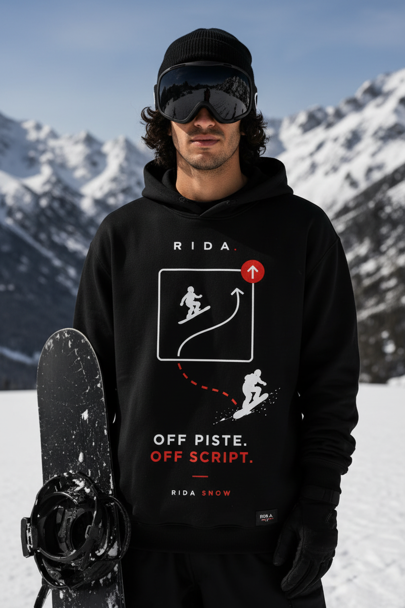 RIDA Snow Off Piste Off Script hoodie snowboard streetwear RIDA MOVE