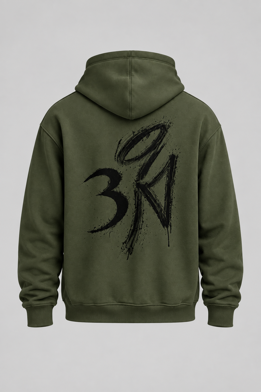 Military green RIDA Brushstroke Hoodie, back.