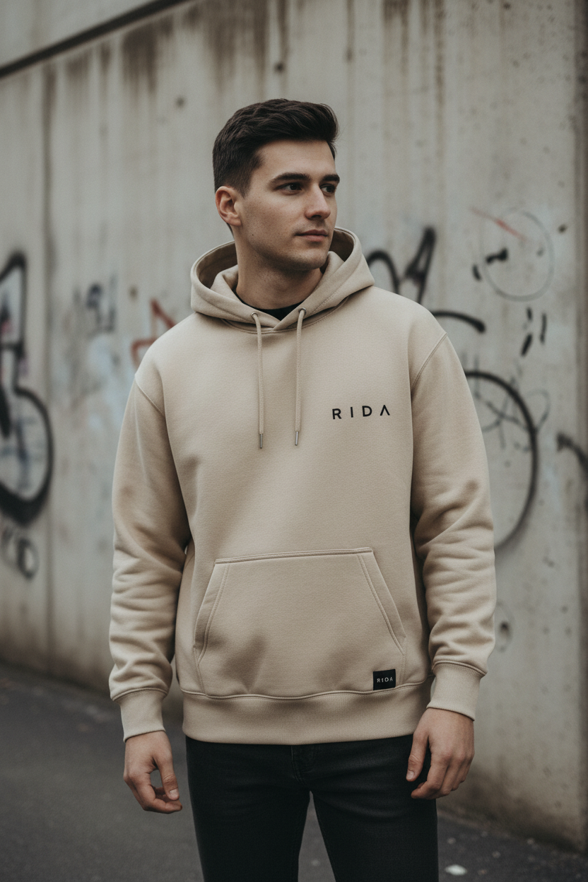 RIDA Time Live Simple Stay Free hoodie Beige streetwear RIDA MOVE