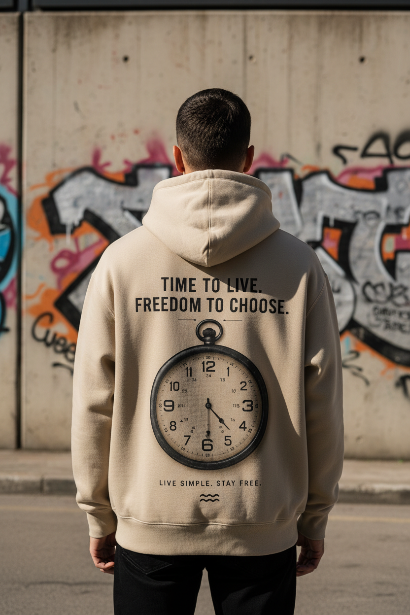 RIDA Time Live Simple Stay Free hoodie Beige streetwear RIDA MOVE
